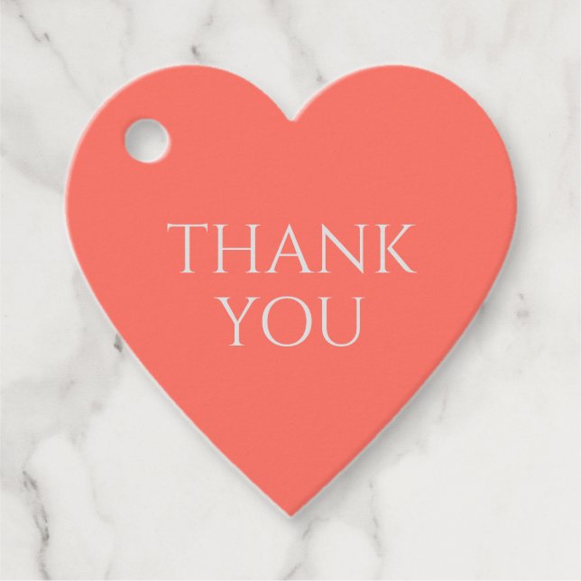 Coral Heart Bröllop Gåvor Etiketter (Framsida)