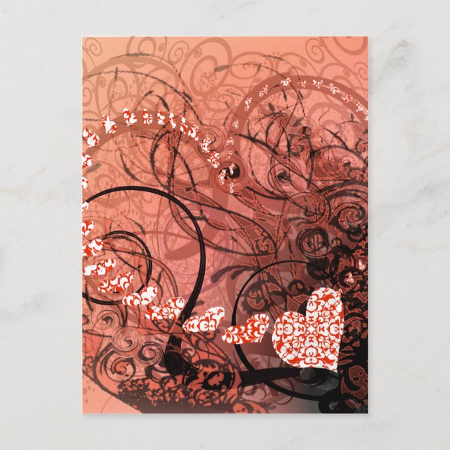 Coral Heart Swirls Vykort (Framsida)