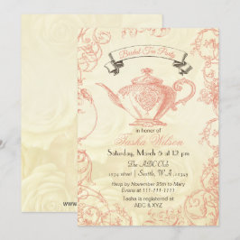 Coral Ivory Ro vintage Möhippa Tea Inbjudningskort