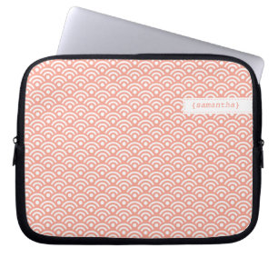 Coral Japanska Seigaiha Mönster Laptop Sleeve