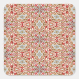Coral Kaleidoscope Fyrkantigt Klistermärke