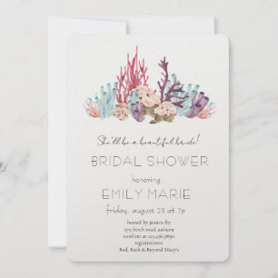 Coral Kisses & Ocean Wishes Bröllopsdusch Inbjudningar