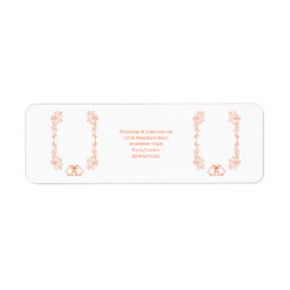 Coral Klockor Scrollwork Bröllop Returadress Etikett