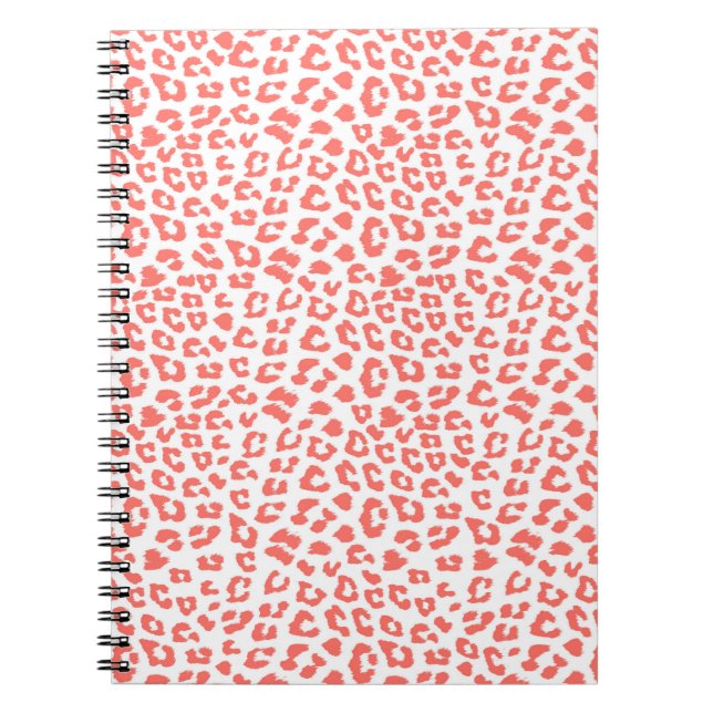 Coral Leopard Print Anteckningsbok (Framsidan)
