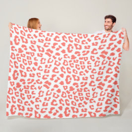 Coral Leopard Print Fleecefilt