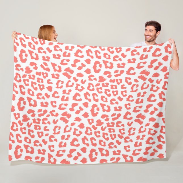 Coral Leopard Print Fleecefilt (På plats)