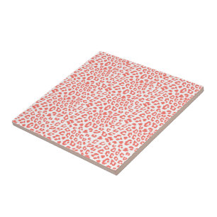 Coral Leopard Print Kakelplatta