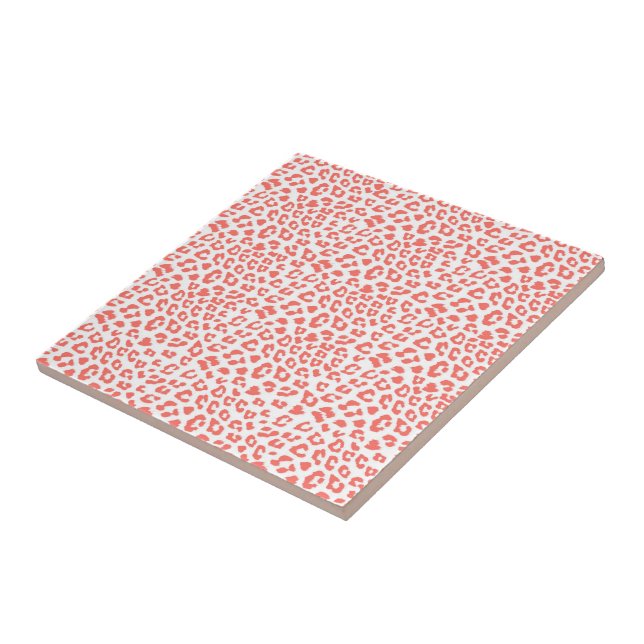 Coral Leopard Print Kakelplatta (Sidan)