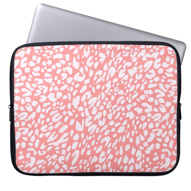 Coral Leopard Print Mönster Laptop Fodral (Framsidan)