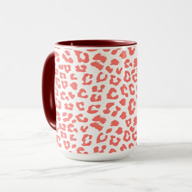 Coral Leopard Print Mugg (Framsida vänster)