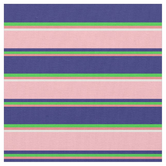 Coral, Lime Green, Midnight Blue, Rosa & White Tyg (Närbild)