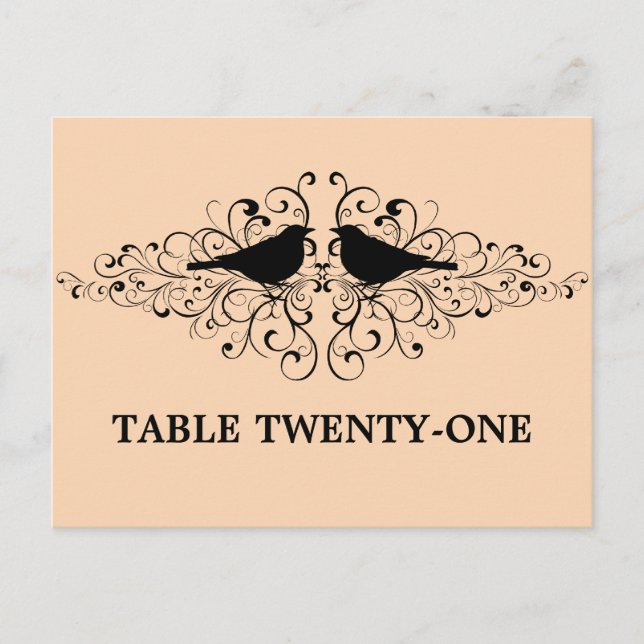 Coral Love Bird Swirls Bordsnummer Postcard (Framsida)