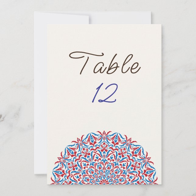 Coral Marble Stone Mandala Wedding Table Number Inbjudningar (Framsida)
