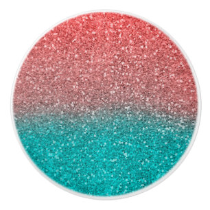 Coral Melon Orange Teal Aqua Grönt Sparkly Glitter Knopp