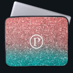Coral Melon Orange Teal Aqua Grönt Sparkly Glitter Laptop Fodral<br><div class="desc">Anpassad design</div>