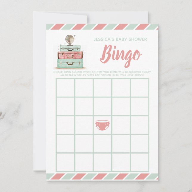 Coral mint babydusch bingo-spel inbjudningar (Framsida)