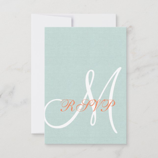 Coral Mint Grönt Linen Rustic Bröllop OSA Card (Framsida)