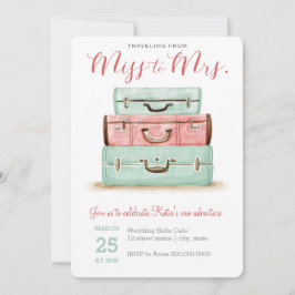 Coral Mint Miss till Mrs Travel Shower-inbjudan Inbjudningar