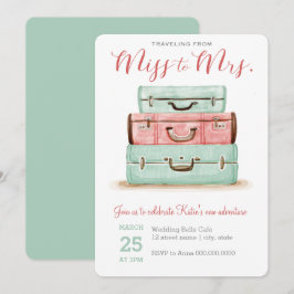 Coral Mint Miss till Mrs Travel Shower-inbjudan Inbjudningar