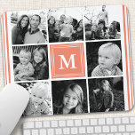 Coral Monogram Family Photo Collage Musmatta<br><div class="desc">Fotokollage för monogramfamiljen. Anpassa det här anpassad design med din egen monografioriginaltext eller text.</div>