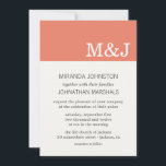 Coral Monogram fotobröllop - inbjudningar<br><div class="desc">En snyggt och en vacker bröllopsinbjudan - Perfekt för din speciella dag! Ändra eller ta bort fotot på baksidan.</div>