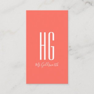 Coral Monogram Modern Visitkort