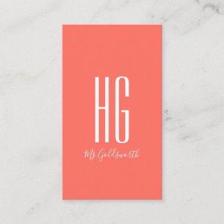 Coral Monogram Modern Visitkort