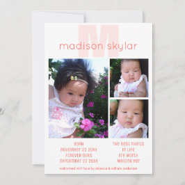 Coral Monogram Simple Adoption 3 Photo Collage Meddelande