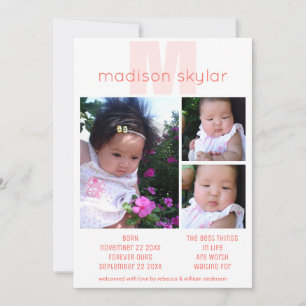 Coral Monogram Simple Adoption 3 Photo Collage Meddelande