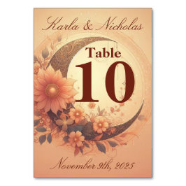Coral Moonblomma Bröllop Bordsnummer
