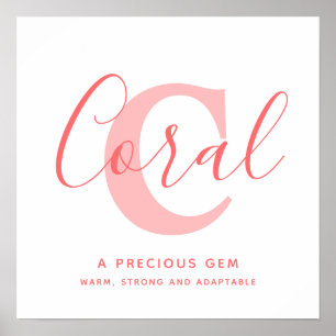 Coral namn betyder orange rosa personlig  poster