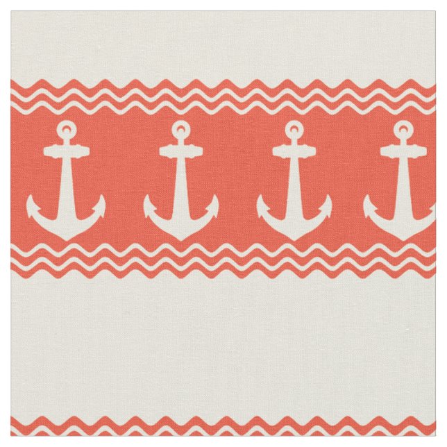 Coral Nautical Anchor Coastal Rand Tyg (Närbild)