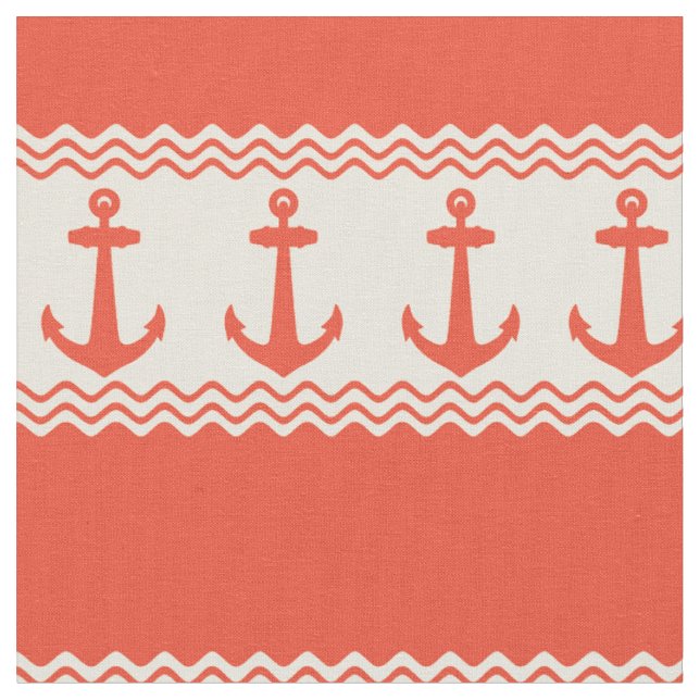 Coral Nautical Anchor Coastal Rand Tyg (Närbild)