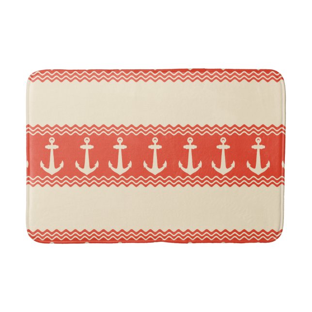 Coral Nautical Anchor Coastal Stripes Badrumsmatta (Framsidan)