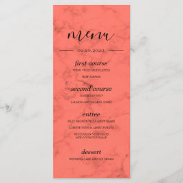 Coral Navy Blue Bouquet Modern Bröllop Meny