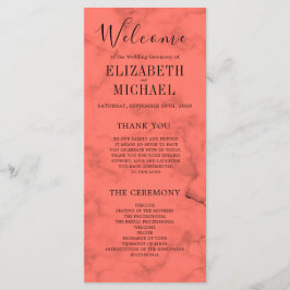 Coral Navy Blue Elegant Modern Bröllop Program
