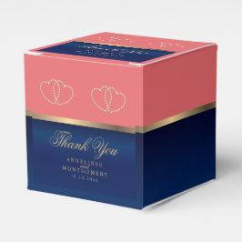 Coral & Navy Blue med Guld Hearts Presentaskar