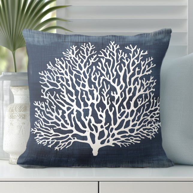 Coral Navy Blue Pillow | Kusten Stil Kudde (Skapare uppladdad)