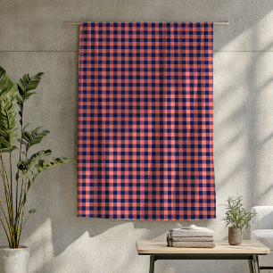 Coral & Navy Tartan Blanket Mysiga Play All Season Fleecefilt
