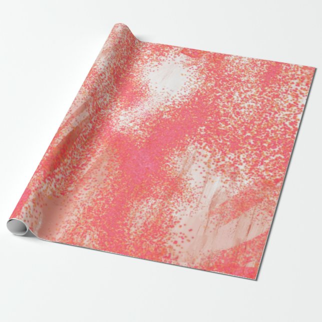 Coral och Beige Splatter Presentpapper (Utrullad)