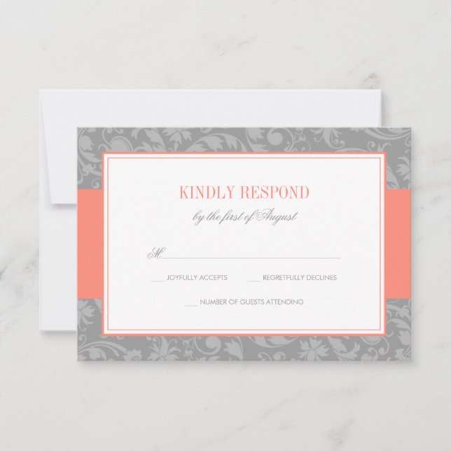 Coral och Grått Damask Wedding OSA (Framsida)