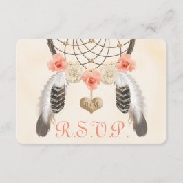 Coral och Guld Boho Dreamcatcher Bröllop OSA Card Kort