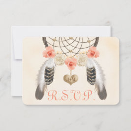 Coral och Guld Boho Dreamcatcher Bröllop OSA Card Kort