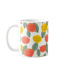 Coral och Guld Flowers Coffee Mugg