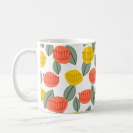 Coral och Guld Flowers Coffee Mugg