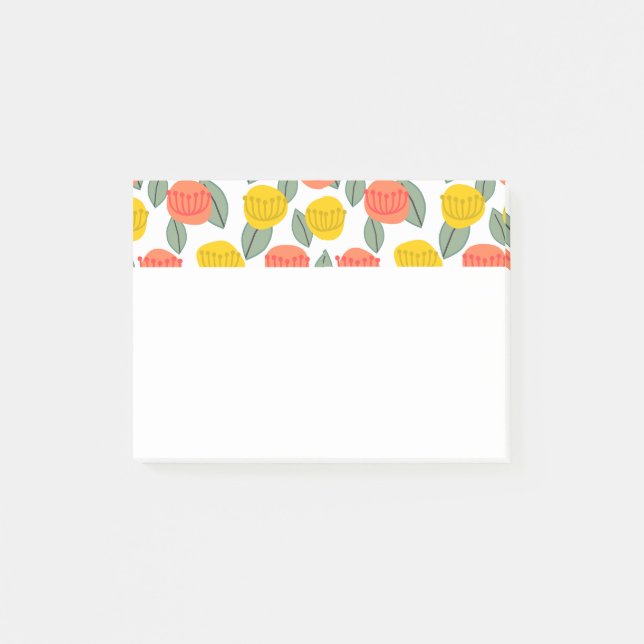 Coral och Guld Flowers Post-it Block (Framsida)