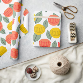 Coral och Guld Flowers Presentpapper