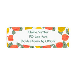 Coral och Guld Flowers Returadress Etikett