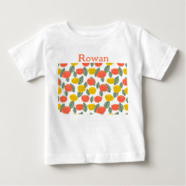 Coral och Guld Flowers T Shirt