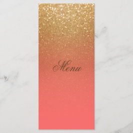 Coral och Guld Glitter Menu Meny